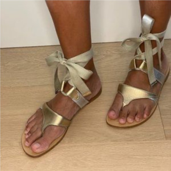 Sarah Flint Metallic Strappy Sandals